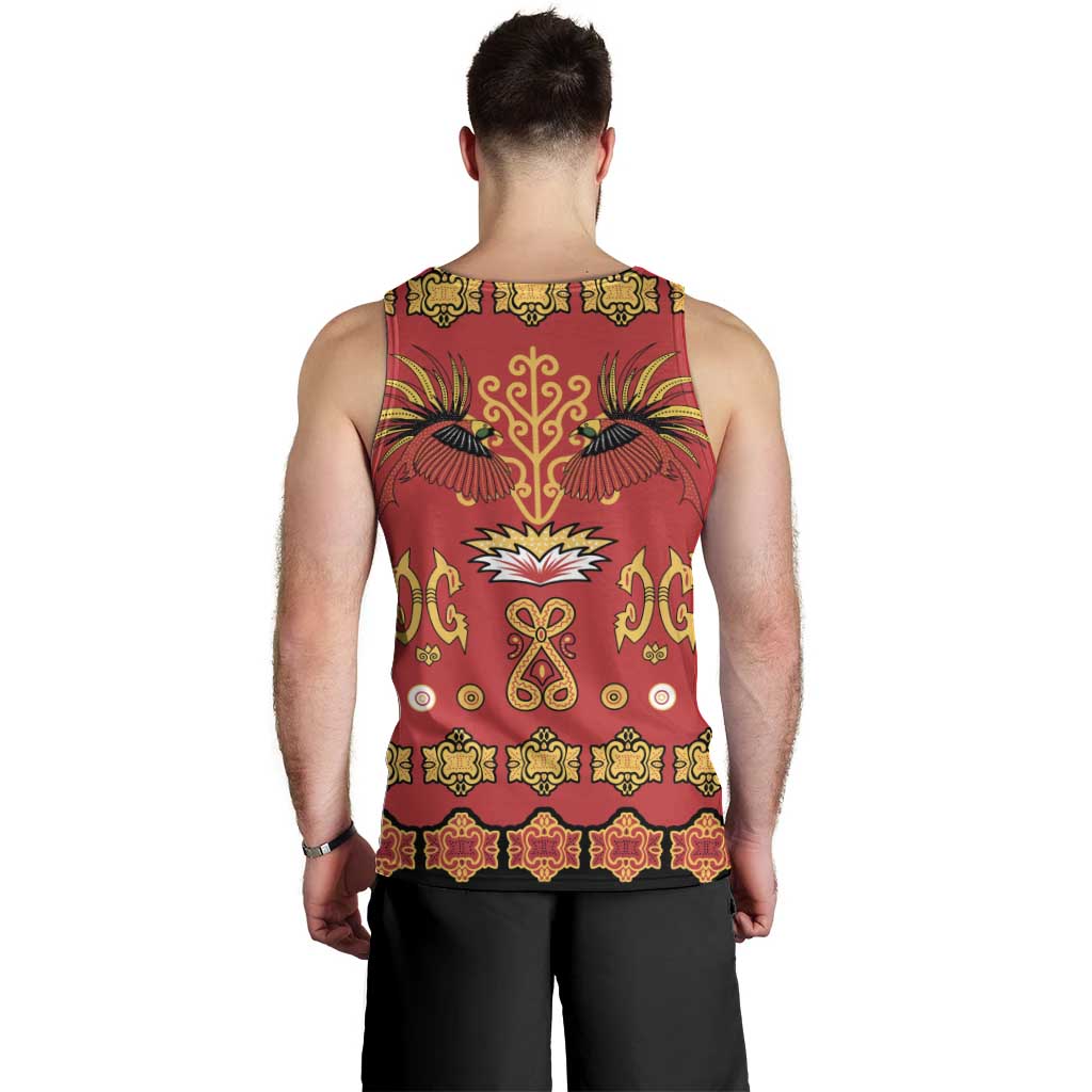 Papua Batik Motif Men Tank Top Papua Spirit Red Version LT05 - Polynesian Pride