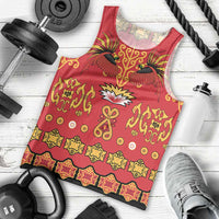 Papua Batik Motif Men Tank Top Papua Spirit Red Version LT05 - Polynesian Pride