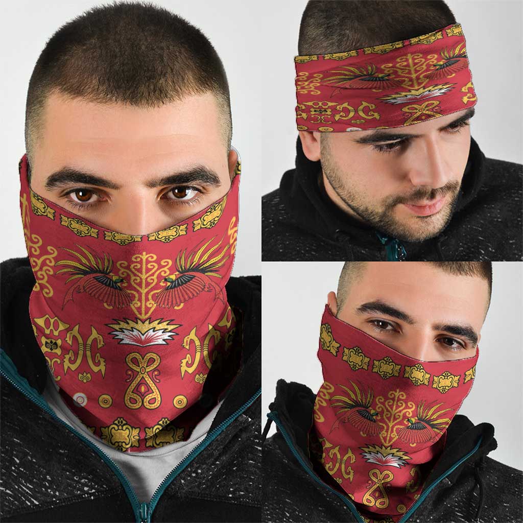 Papua Batik Motif Neck Gaiter Papua Spirit Red Version - Polynesian Pride