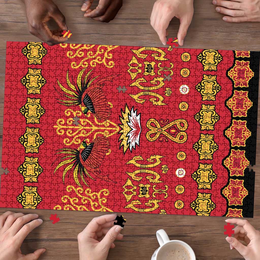 Papua Batik Motif Puzzle Papua Spirit Red Version LT05 - Polynesian Pride