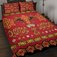 Papua Batik Motif Quilt Bed Set Papua Spirit Red Version - Polynesian Pride