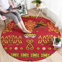 Papua Batik Motif Round Carpet Papua Spirit Red Version - Polynesian Pride