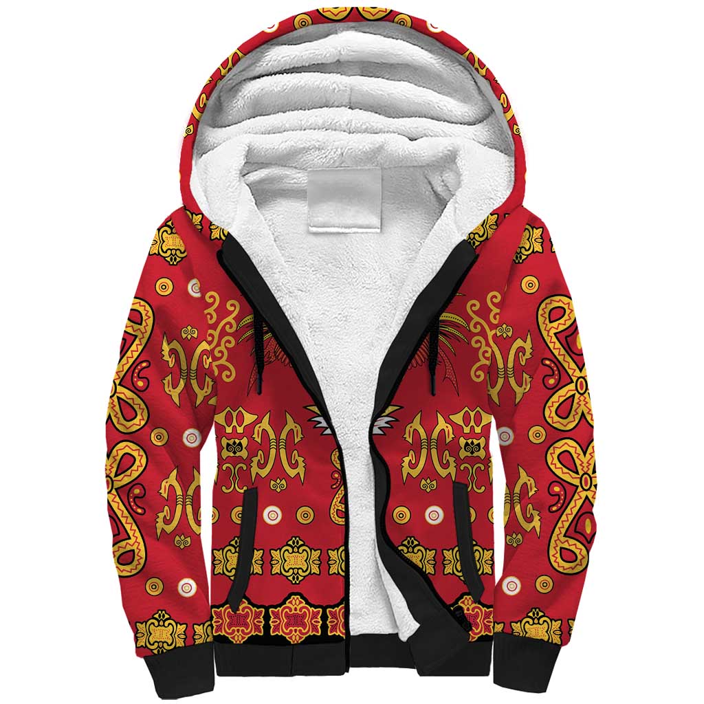 Papua Batik Motif Sherpa Hoodie Papua Spirit Red Version LT05 Unisex Red - Polynesian Pride