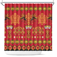 Papua Batik Motif Shower Curtain Papua Spirit Red Version - Polynesian Pride