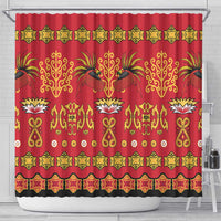 Papua Batik Motif Shower Curtain Papua Spirit Red Version - Polynesian Pride