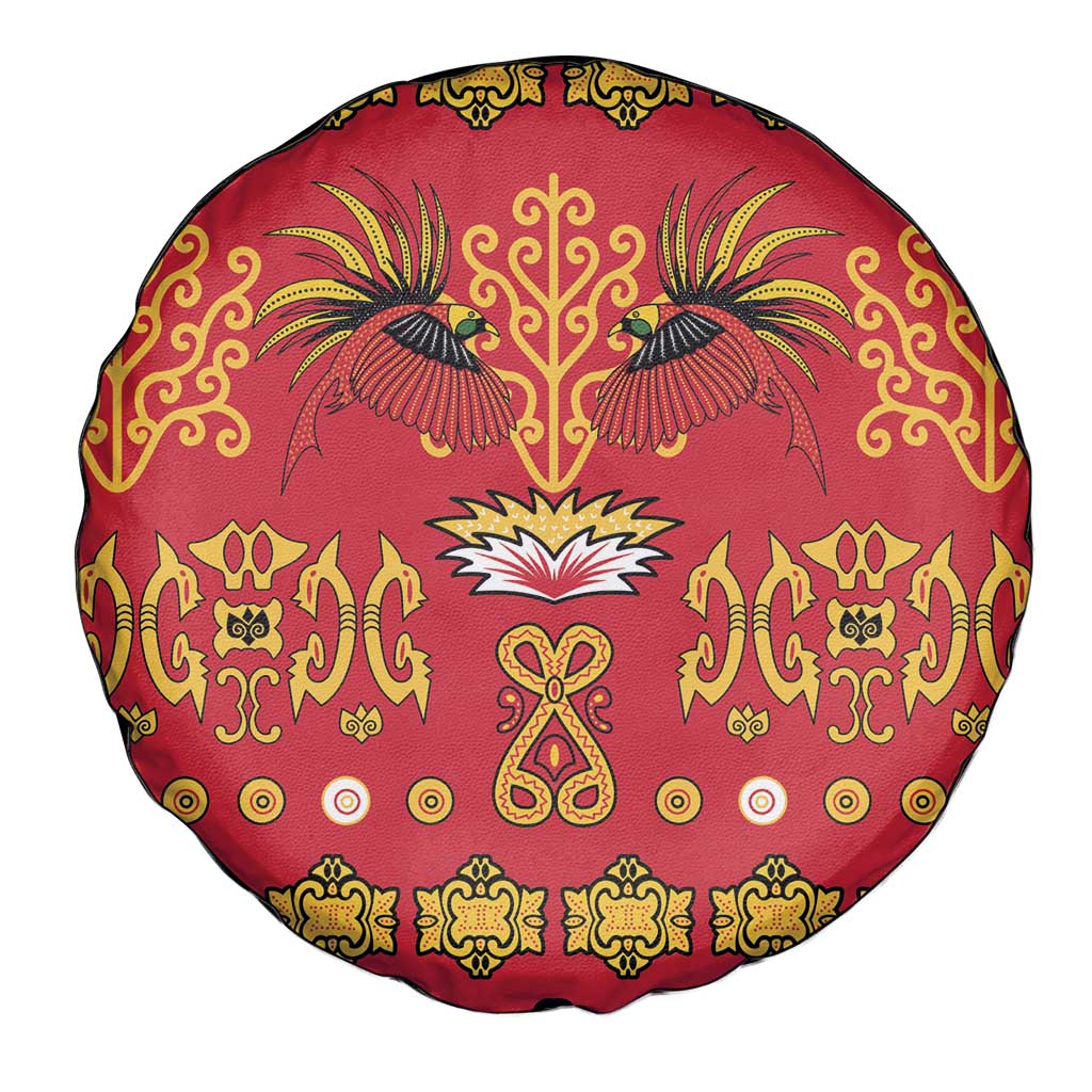 Papua Batik Motif Spare Tire Cover Papua Spirit Red Version - Polynesian Pride