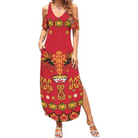 Papua Batik Motif Summer Maxi Dress Papua Spirit Red Version LT05 Women Red - Polynesian Pride