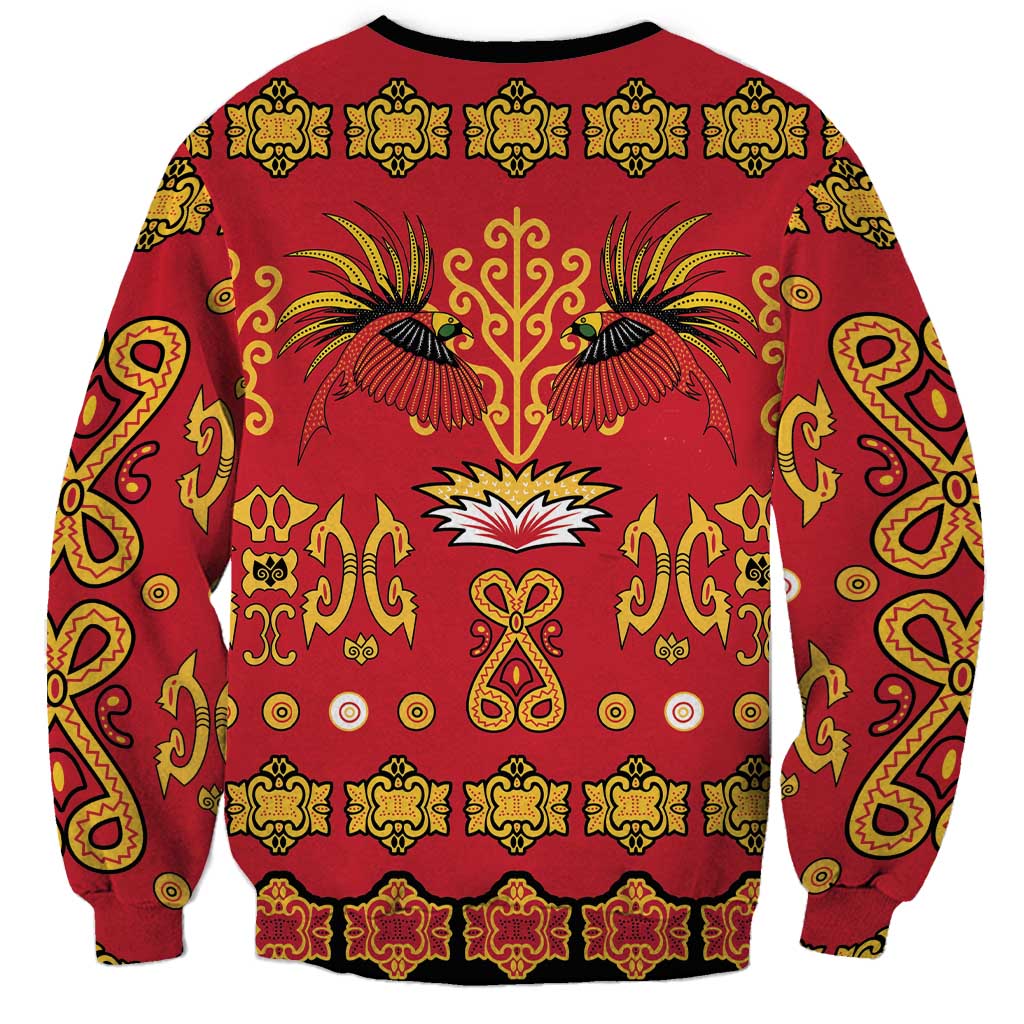 Papua Batik Motif Sweatshirt Papua Spirit Red Version LT05 - Polynesian Pride