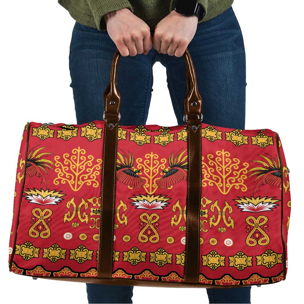 Papua Batik Motif Travel Bag Papua Spirit Red Version - Polynesian Pride