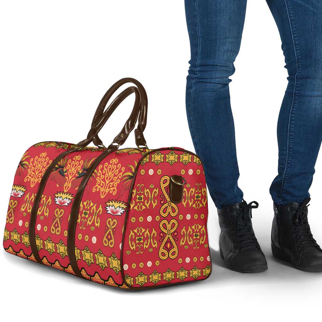 Papua Batik Motif Travel Bag Papua Spirit Red Version - Polynesian Pride