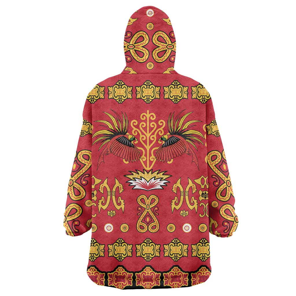 Papua Batik Motif Wearable Blanket Hoodie Papua Spirit Red Version LT05 - Polynesian Pride