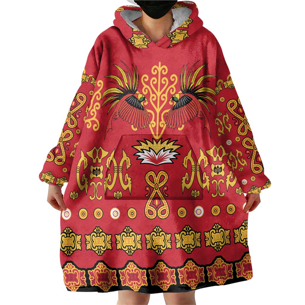 Papua Batik Motif Wearable Blanket Hoodie Papua Spirit Red Version LT05 - Polynesian Pride
