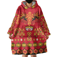 Papua Batik Motif Wearable Blanket Hoodie Papua Spirit Red Version LT05 - Polynesian Pride