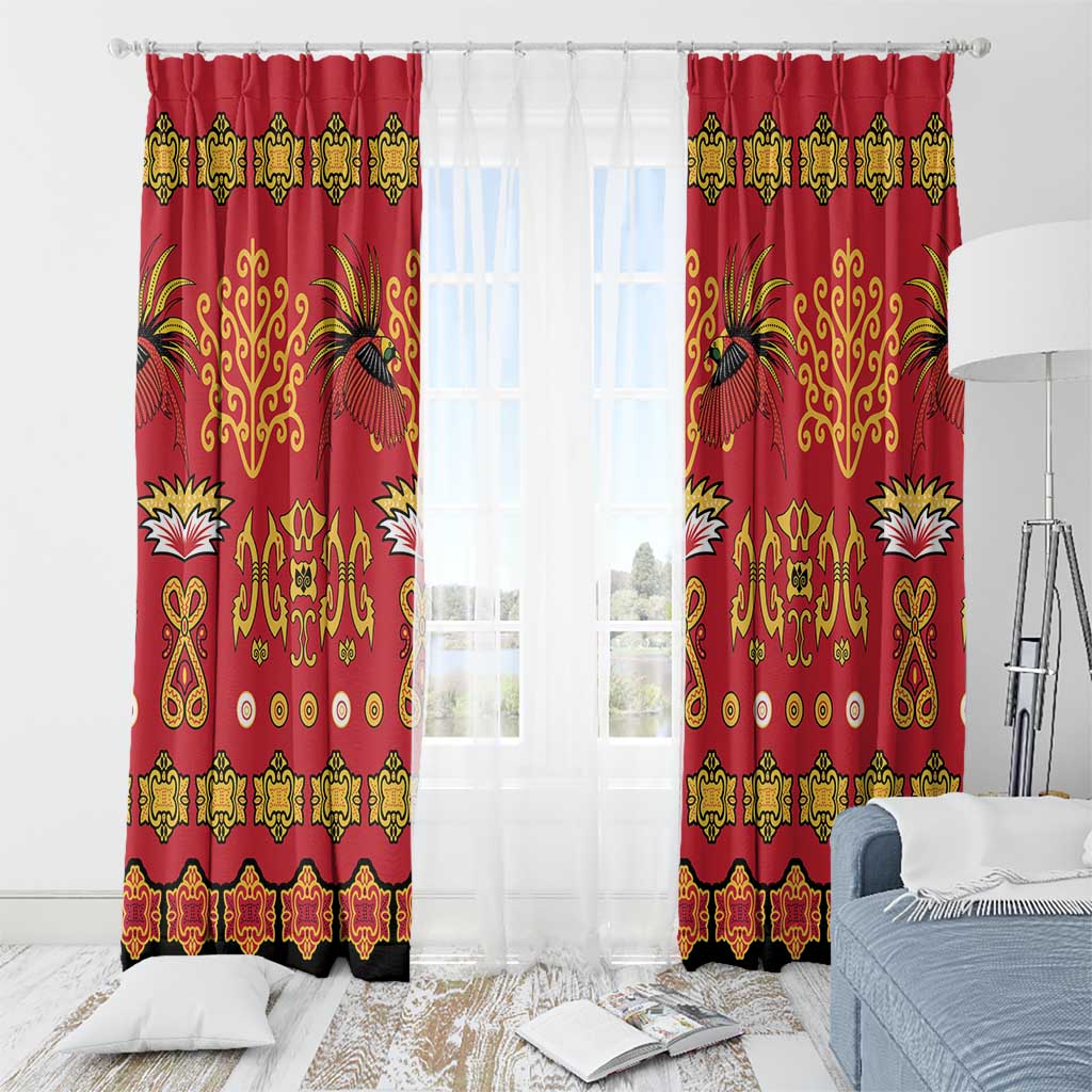 Papua Batik Motif Window Curtain Papua Spirit Red Version - Polynesian Pride