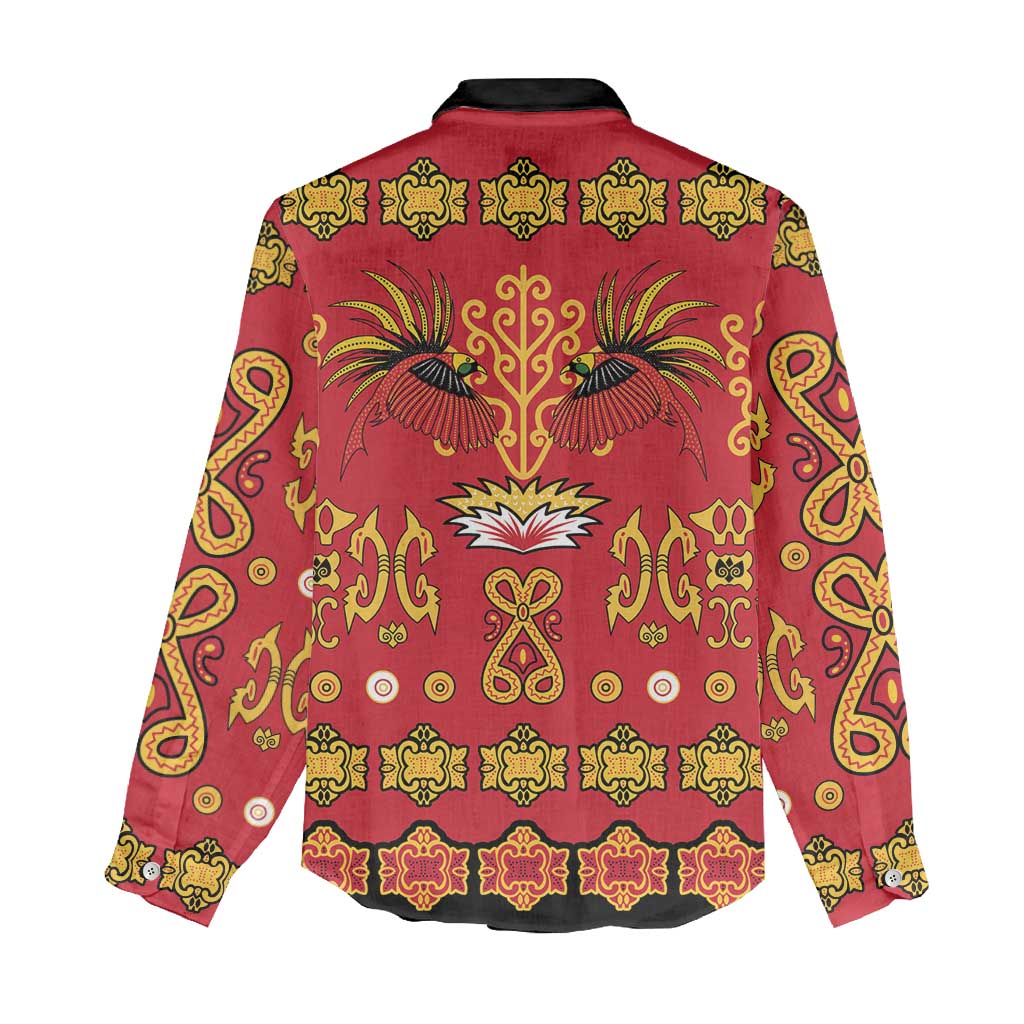 Papua Batik Motif Women Casual Shirt Papua Spirit Red Version - Polynesian Pride