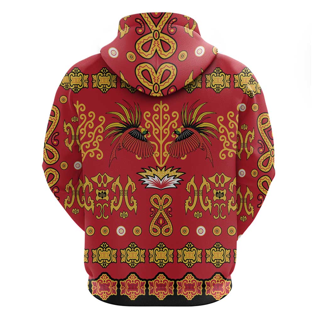 Papua Batik Motif Zip Hoodie Papua Spirit Red Version - Polynesian Pride