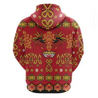 Papua Batik Motif Zip Hoodie Papua Spirit Red Version - Polynesian Pride