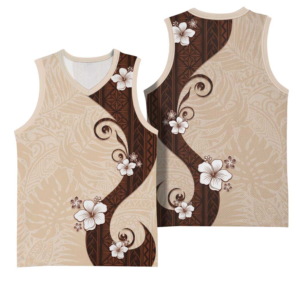 Polynesia Hibiscus Basketball Jersey Cameo Curve Motif LT05 - Polynesian Pride