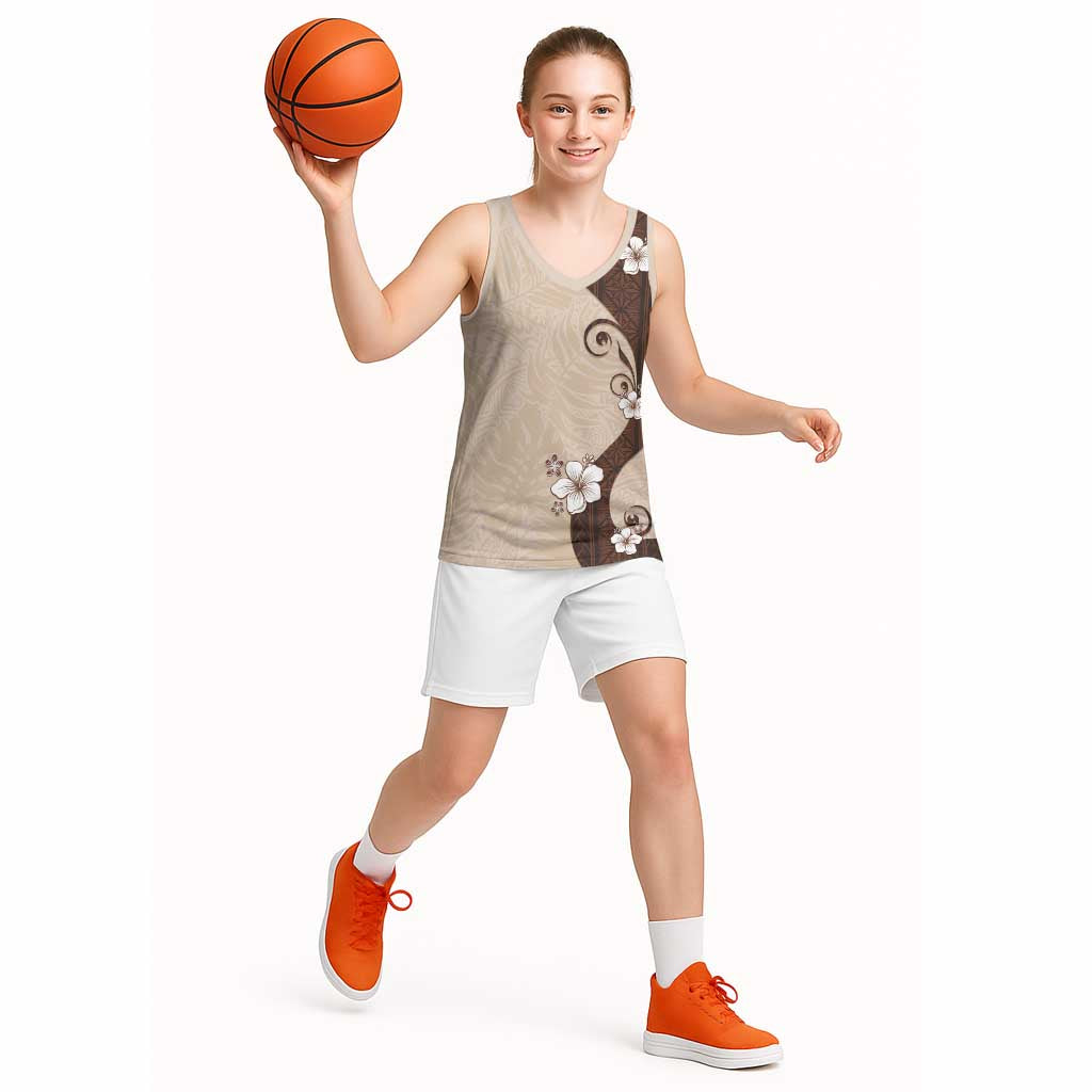 Polynesia Hibiscus Basketball Jersey Cameo Curve Motif LT05 - Polynesian Pride