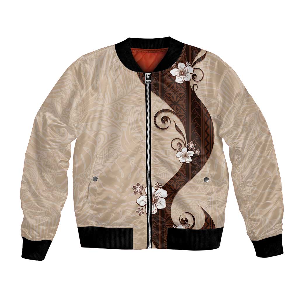 Polynesia Hibiscus Bomber Jacket Cameo Curve Motif - Polynesian Pride
