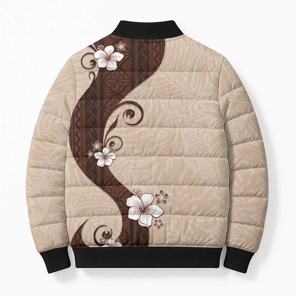 Polynesia Hibiscus Bomber Puffer Jacket Cameo Curve Motif LT05 - Polynesian Pride