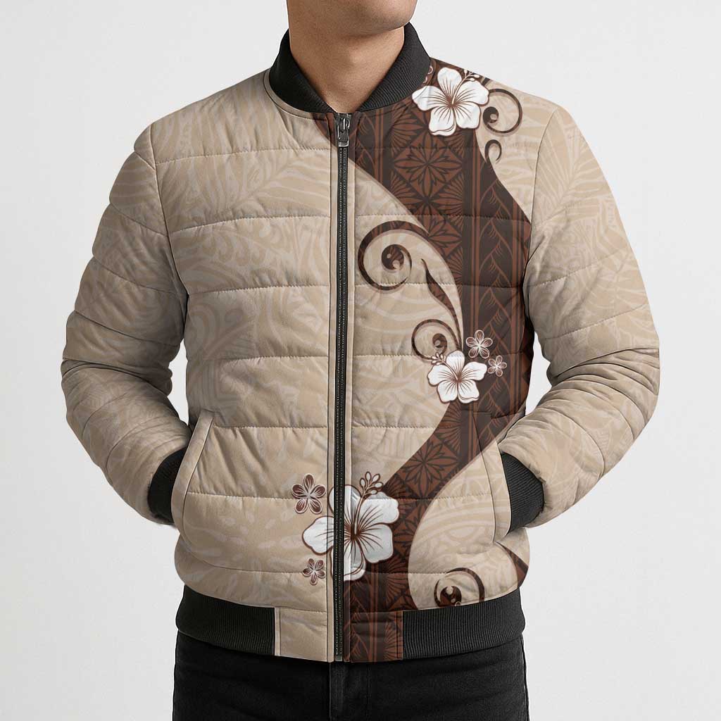 Polynesia Hibiscus Bomber Puffer Jacket Cameo Curve Motif LT05 - Polynesian Pride