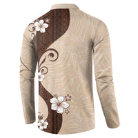 Polynesia Hibiscus Button Sweatshirt Cameo Curve Motif LT05 - Polynesian Pride