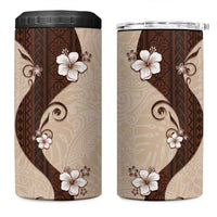 Polynesia Hibiscus 4 in 1 Can Cooler Tumbler Cameo Curve Motif LT05 One Size: 16 oz Beige - Polynesian Pride