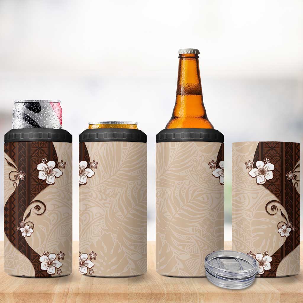 Polynesia Hibiscus 4 in 1 Can Cooler Tumbler Cameo Curve Motif LT05 - Polynesian Pride