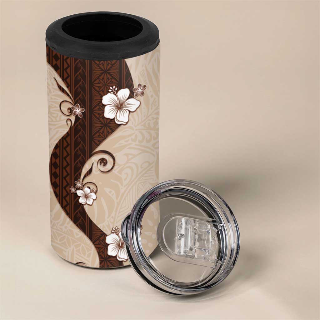 Polynesia Hibiscus 4 in 1 Can Cooler Tumbler Cameo Curve Motif LT05 - Polynesian Pride