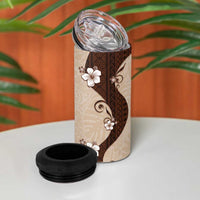 Polynesia Hibiscus 4 in 1 Can Cooler Tumbler Cameo Curve Motif LT05 - Polynesian Pride