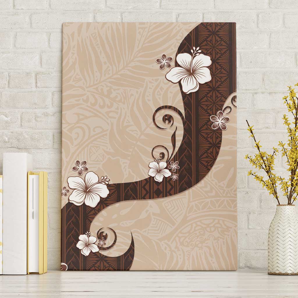 Polynesia Hibiscus Canvas Wall Art Cameo Curve Motif LT05 Without Frame Beige - Polynesian Pride