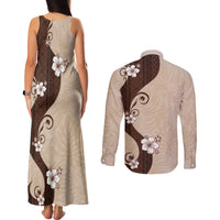 Polynesia Hibiscus Couples Matching Tank Maxi Dress and Long Sleeve Button Shirt Cameo Curve Motif LT05 - Polynesian Pride