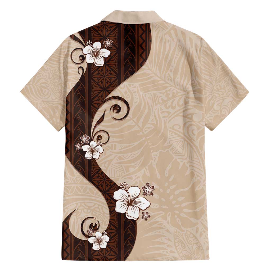 Polynesia Hibiscus Family Matching Off Shoulder Maxi Dress and Hawaiian Shirt Cameo Curve Motif - Polynesian Pride
