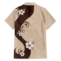 Polynesia Hibiscus Family Matching Off Shoulder Maxi Dress and Hawaiian Shirt Cameo Curve Motif - Polynesian Pride