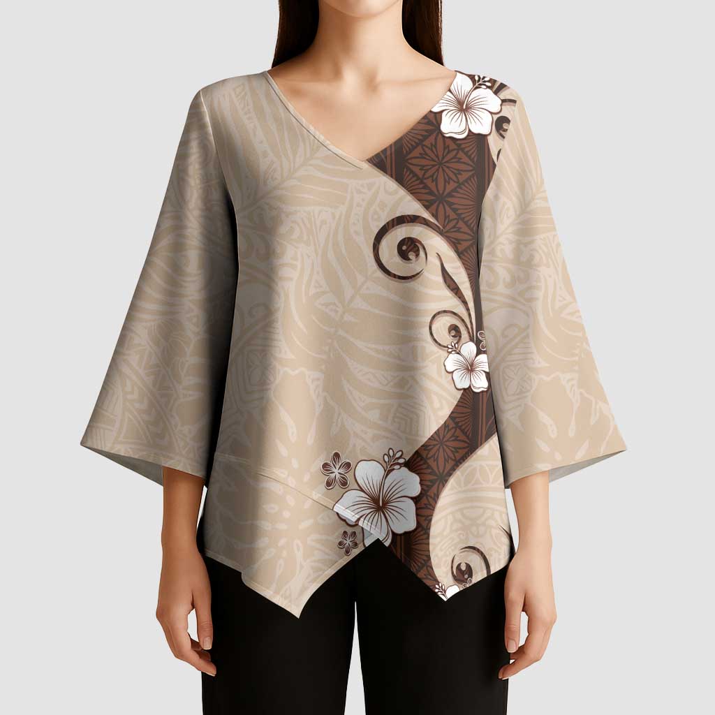 Polynesia Hibiscus Kimono Sleeve Blouse Cameo Curve Motif LT05 - Polynesian Pride