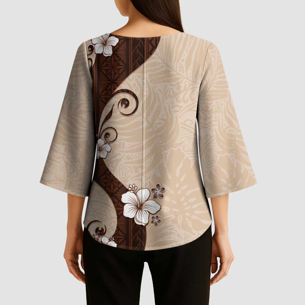 Polynesia Hibiscus Kimono Sleeve Blouse Cameo Curve Motif LT05 - Polynesian Pride