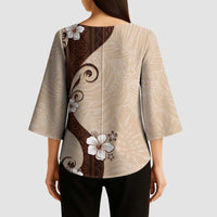 Polynesia Hibiscus Kimono Sleeve Blouse Cameo Curve Motif LT05 - Polynesian Pride