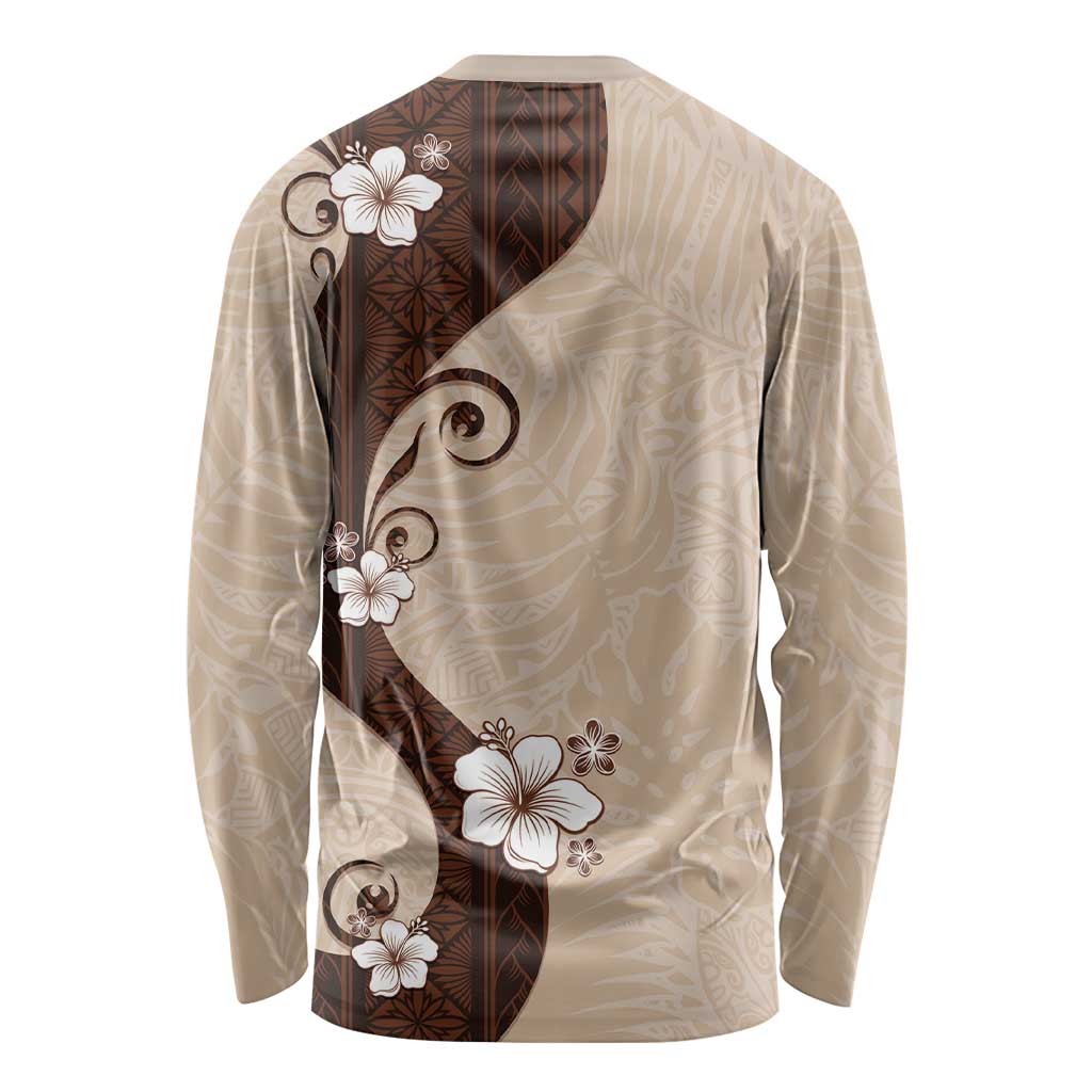 Polynesia Hibiscus Long Sleeve Shirt Cameo Curve Motif LT05 - Polynesian Pride