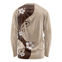 Polynesia Hibiscus Long Sleeve Shirt Cameo Curve Motif LT05 - Polynesian Pride