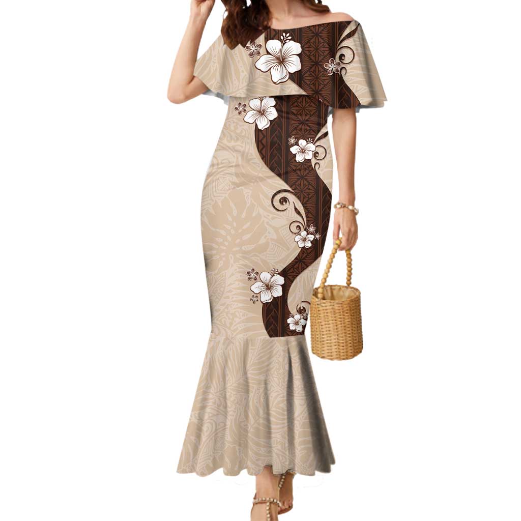 Polynesia Hibiscus Mermaid Dress Cameo Curve Motif - Polynesian Pride