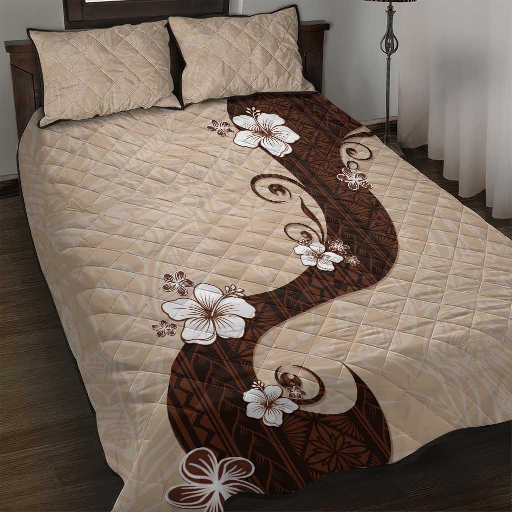 Polynesia Hibiscus Quilt Bed Set Cameo Curve Motif - Polynesian Pride
