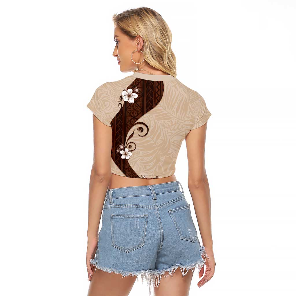 Polynesia Hibiscus Raglan Cropped T Shirt Cameo Curve Motif - Polynesian Pride