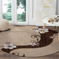 Polynesia Hibiscus Round Carpet Cameo Curve Motif - Polynesian Pride