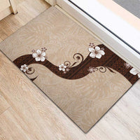 Polynesia Hibiscus Rubber Doormat Cameo Curve Motif - Polynesian Pride