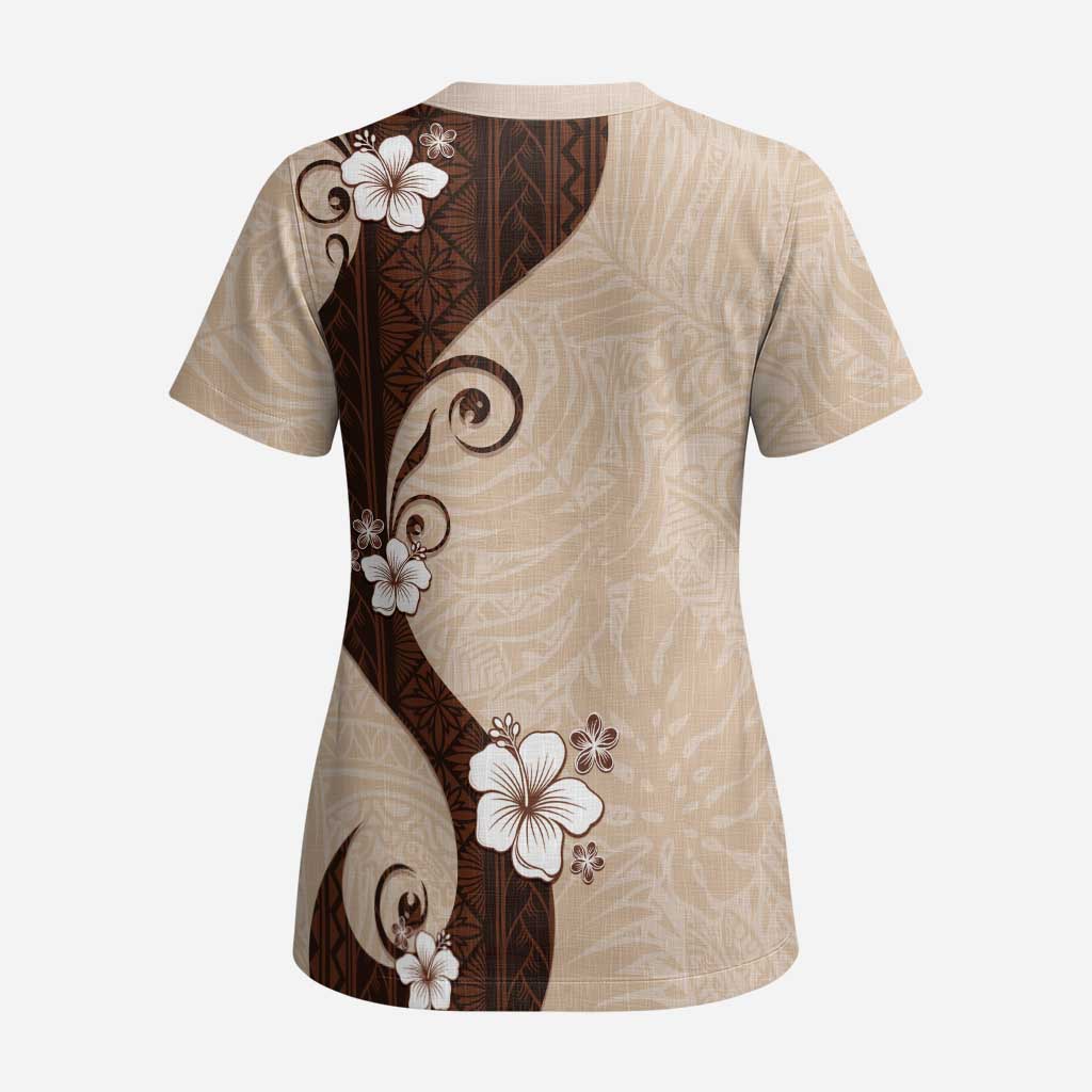 Polynesia Hibiscus Scrub Top Cameo Curve Motif LT05 - Polynesian Pride