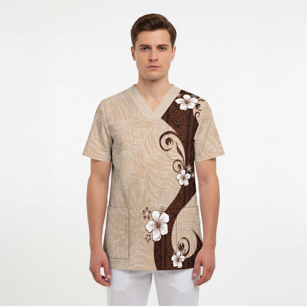 Polynesia Hibiscus Scrub Top Cameo Curve Motif LT05 - Polynesian Pride