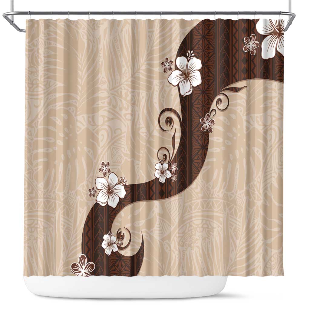 Polynesia Hibiscus Shower Curtain Cameo Curve Motif - Polynesian Pride