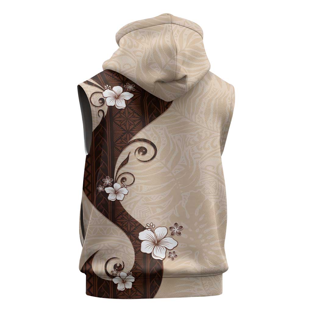 Polynesia Hibiscus Sleeveless Hoodie Cameo Curve Motif LT05 - Polynesian Pride
