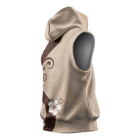 Polynesia Hibiscus Sleeveless Hoodie Cameo Curve Motif LT05 - Polynesian Pride